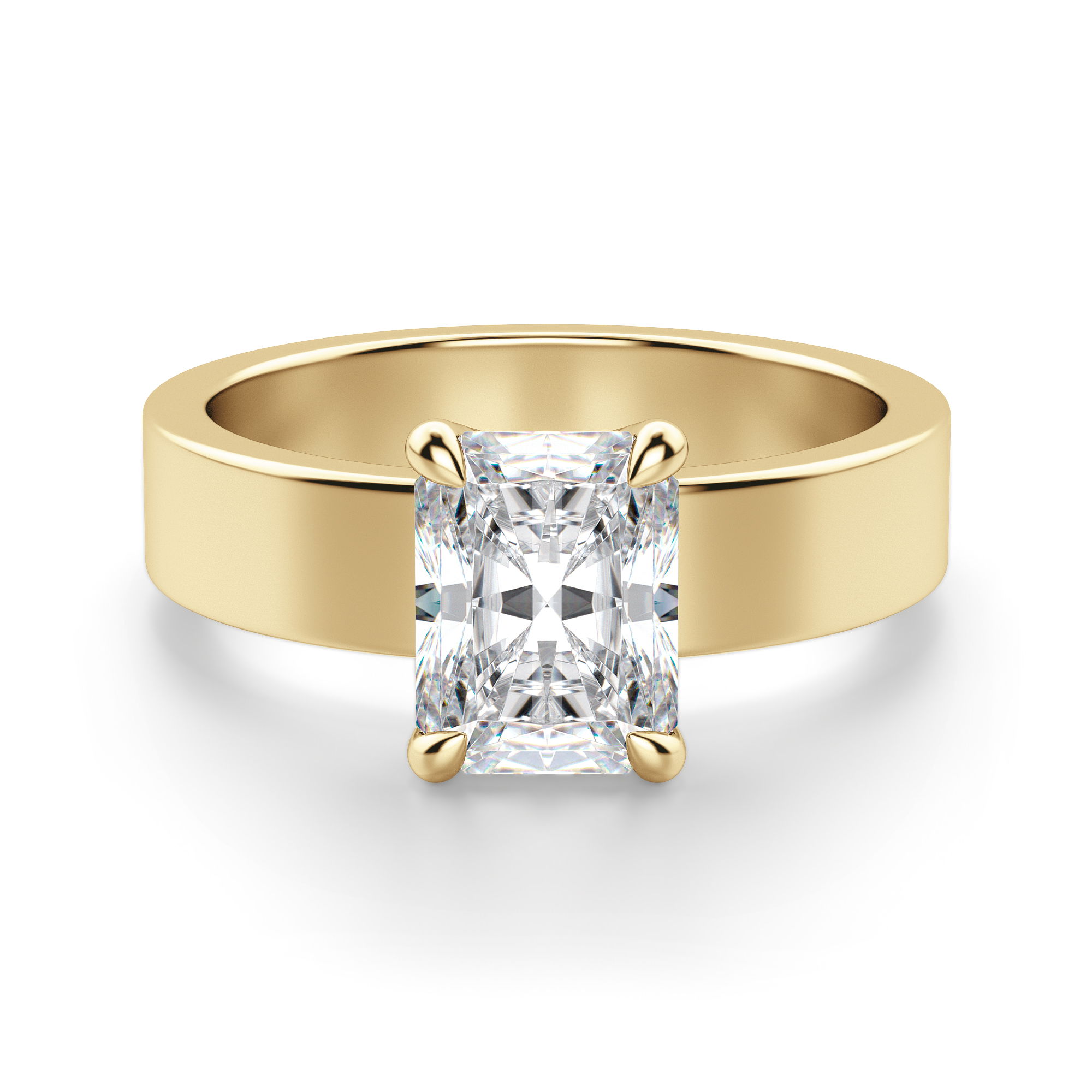 Omara.es Anillo de Compromiso Audaz Basket Set Corte Radiante 3.00 ct Diamante Natural Oro Amarillo 585