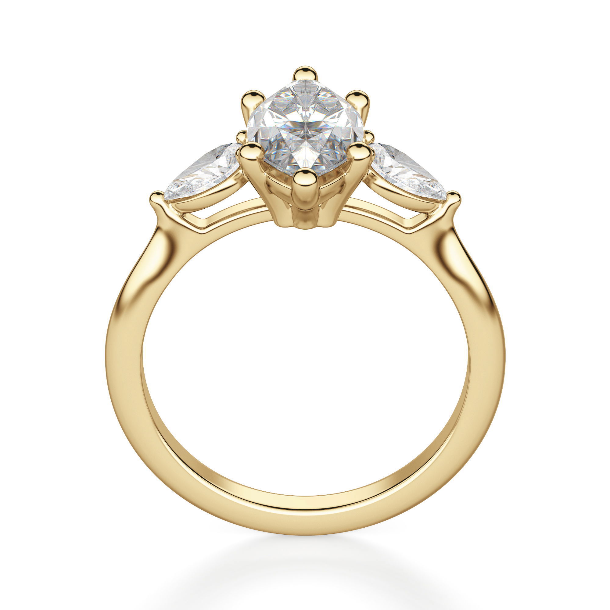 Anillo de Compromiso Clásico Marquesa 0.50 ct con Piedras de Pera Diamante Natural Oro Amarillo 750 (18K) (Yellow) — Foto 2 de 2