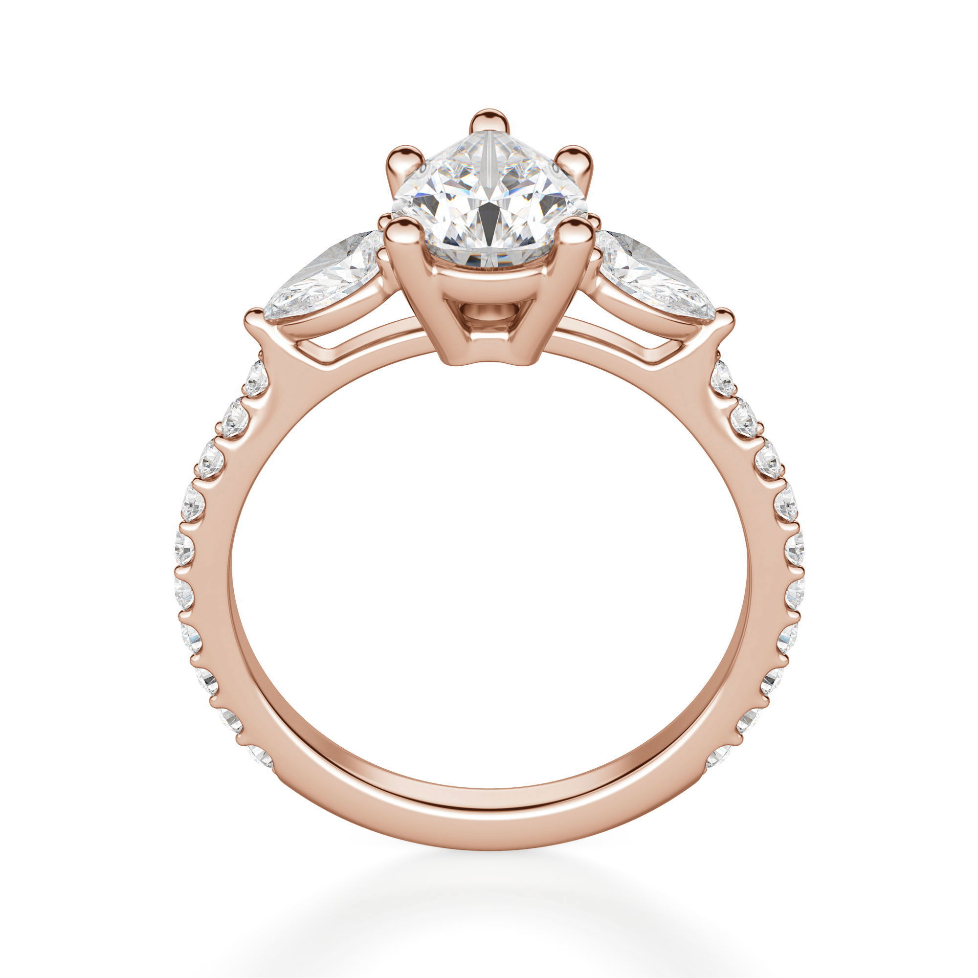 Anillo de Compromiso Acentuado Pera 0.75 ct con Piedras de Pera Diamante Natural Oro Rosa 750 (18K) (Rose) — Foto 2 de 2