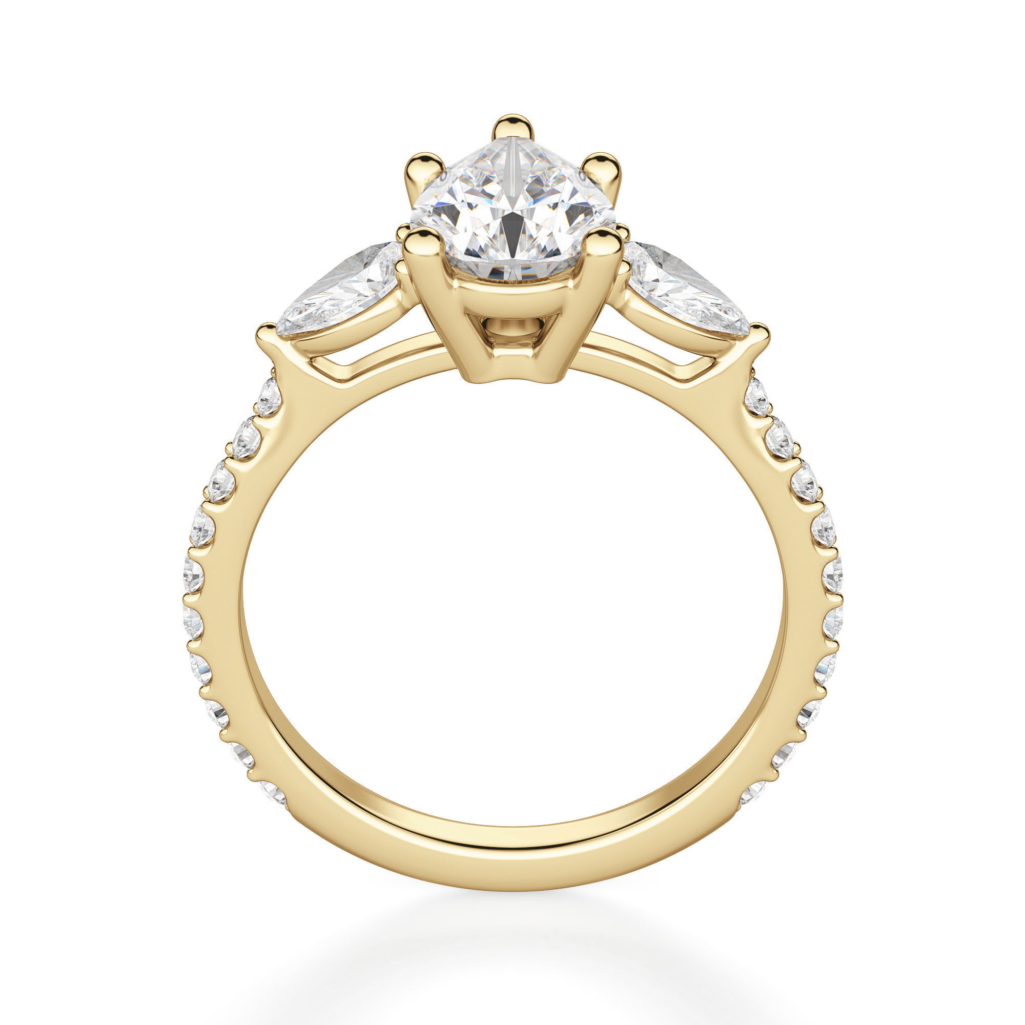 Anillo de Compromiso Acentuado Pera 0.50 ct con Piedras de Pera Diamante Natural Oro Amarillo 750 (18K) (Yellow) — Foto 2 de 2