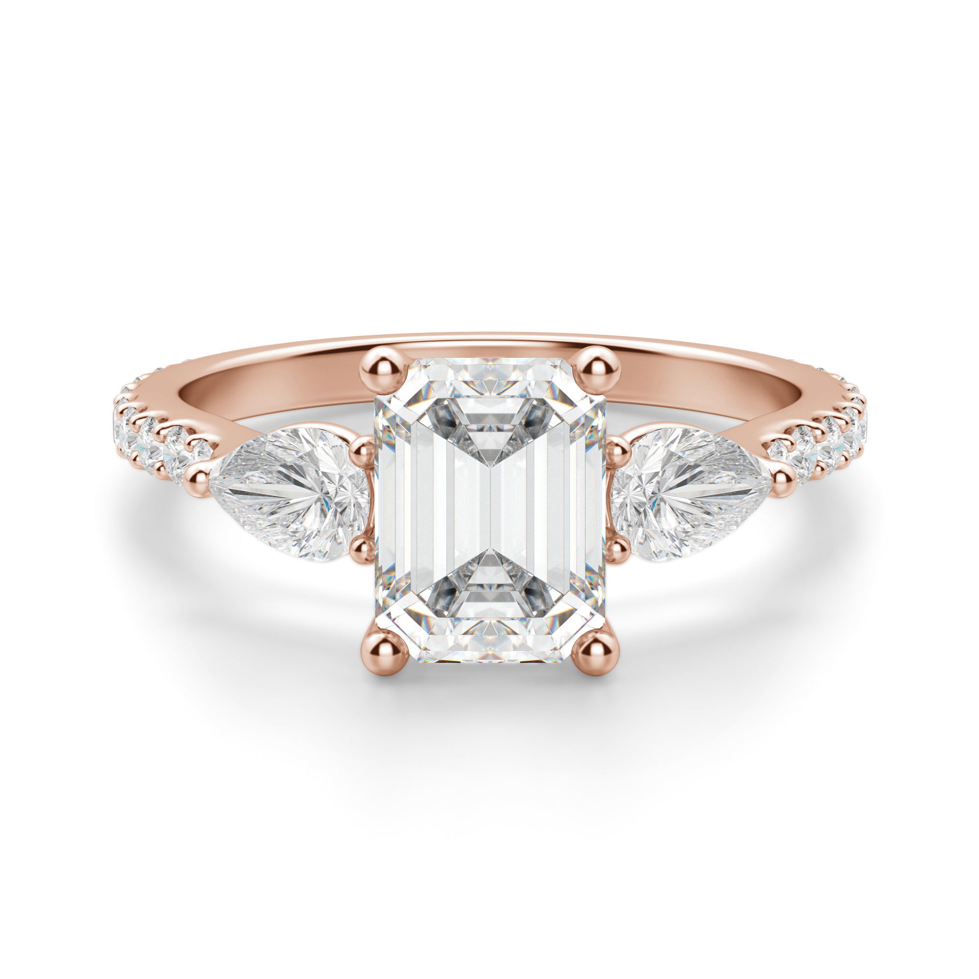 Omara.es Anillo de Compromiso Acentuado Esmeralda 0.50 ct con Piedras Rose