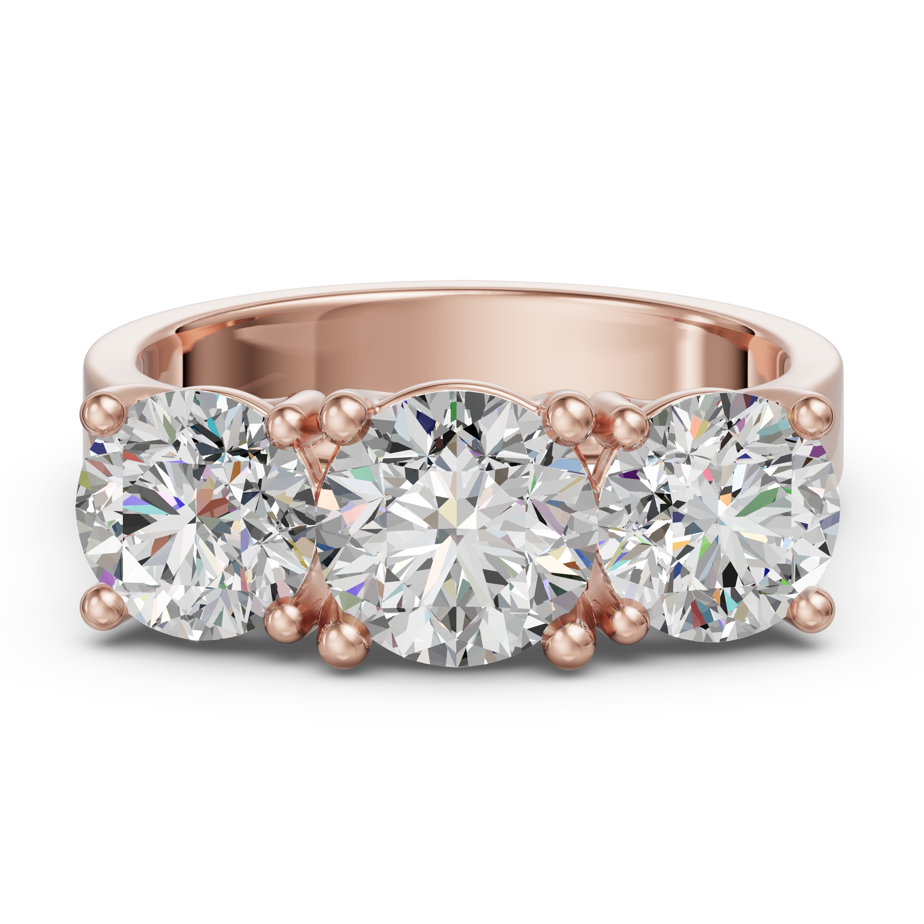 Anillo de Compromiso Open Arms Corte Redondo 2.50 ct Diamante Natural Oro Rosa 750 (18K) (Rose)