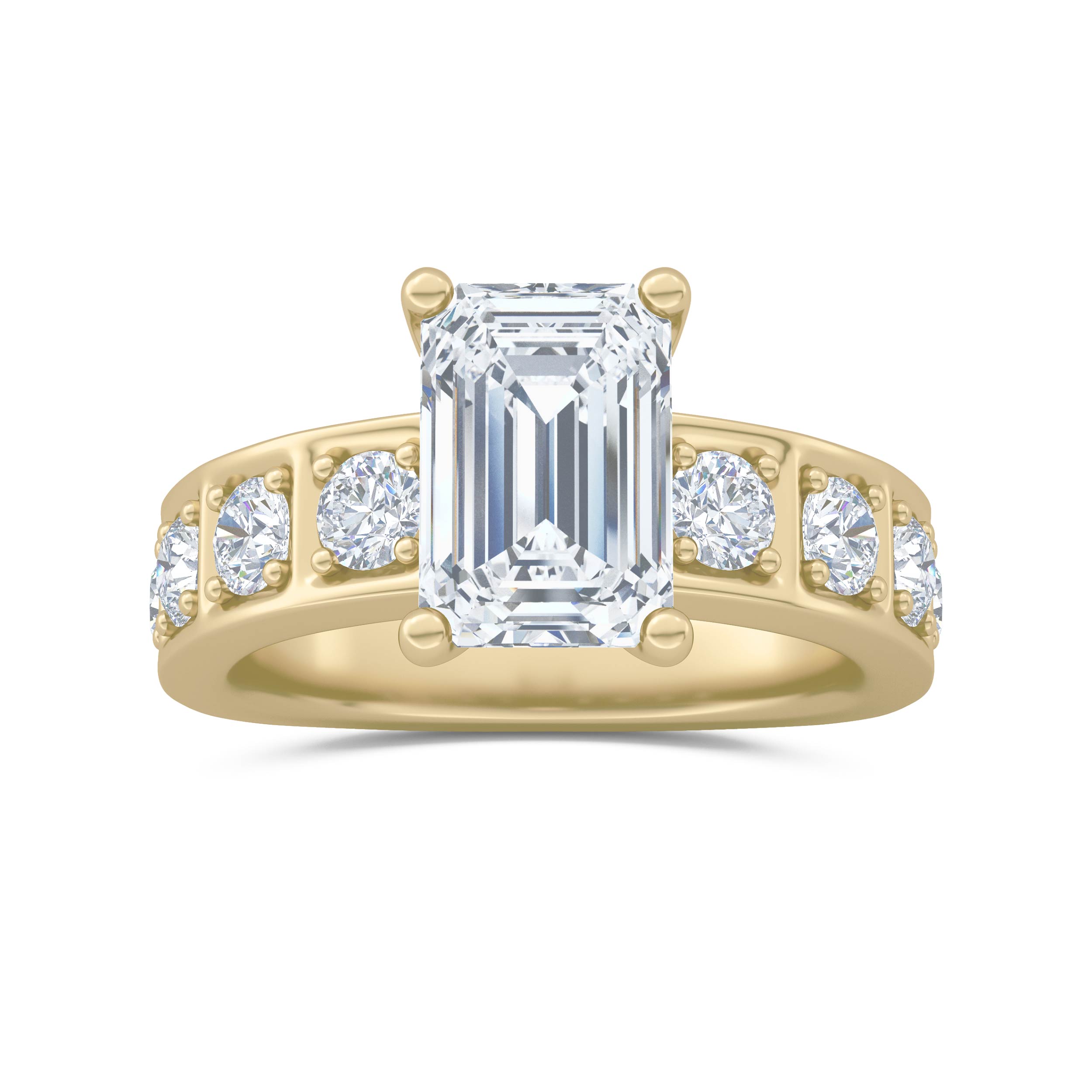 Omara.es Anillo de Compromiso Tessera Corte Esmeralda 3.00 ct Diamante Yellow