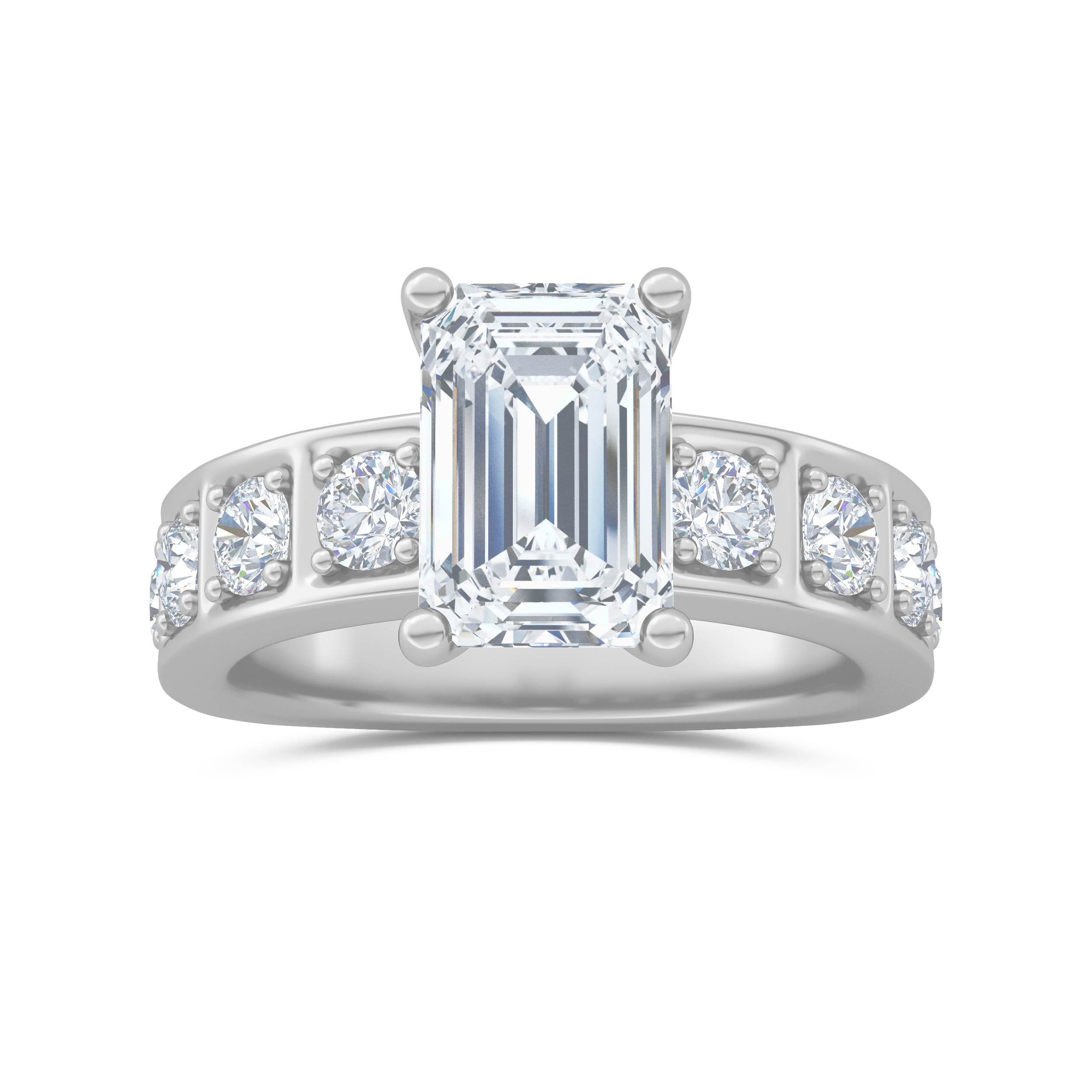 Omara.es Anillo de Compromiso Tessera Corte Esmeralda 3.00 ct Diamante White