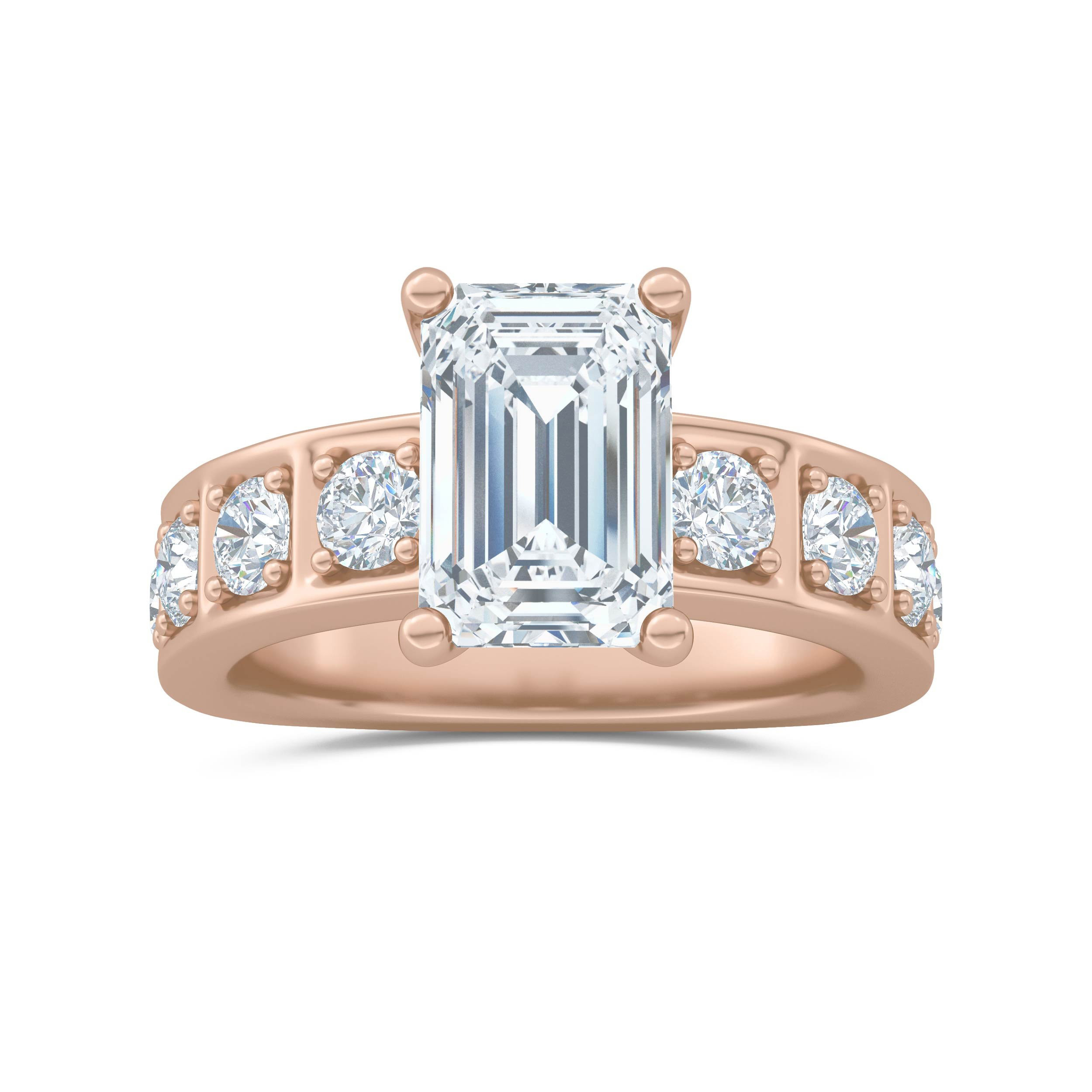 Omara.es Anillo de Compromiso Tessera Corte Esmeralda 3.00 ct Diamante Rose